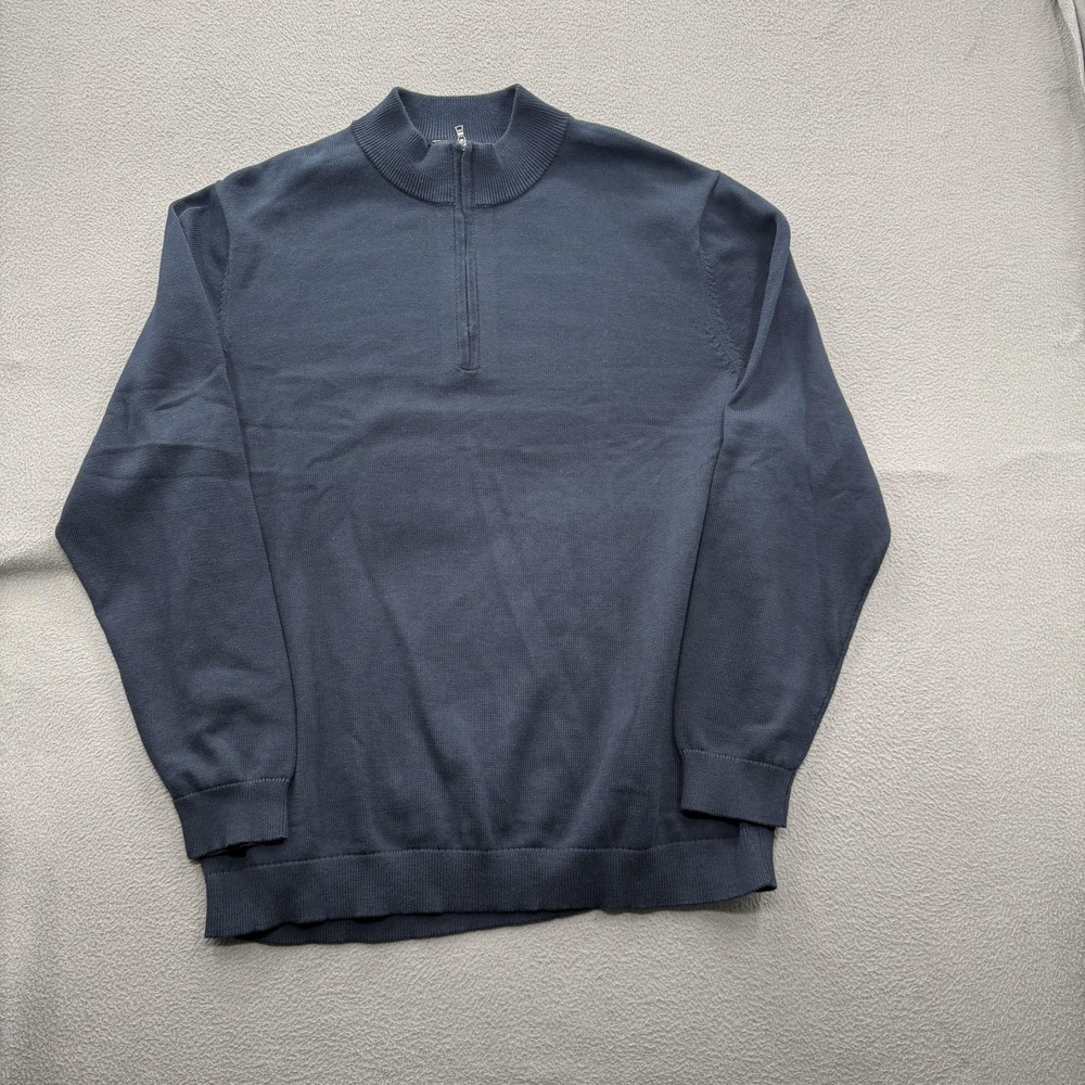 Rhone Sweater Mens 2XL Blue Commuter Quarter Zip Mock Neck Cotton Blend Pullover